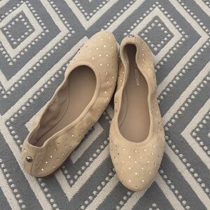 Stuart Weitzman Beige Studded Flats